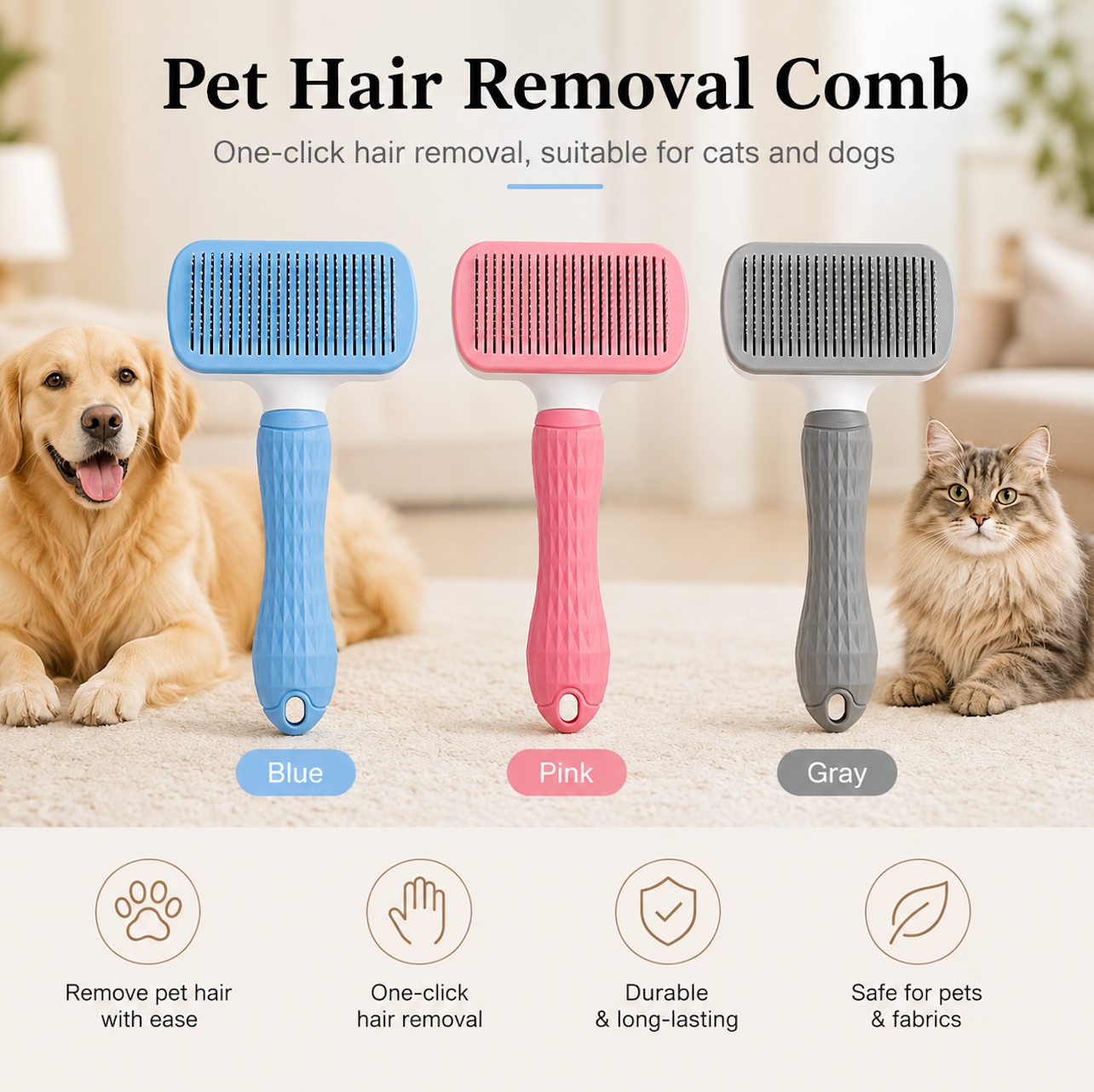 Self-Cleaning Pet Grooming Brush