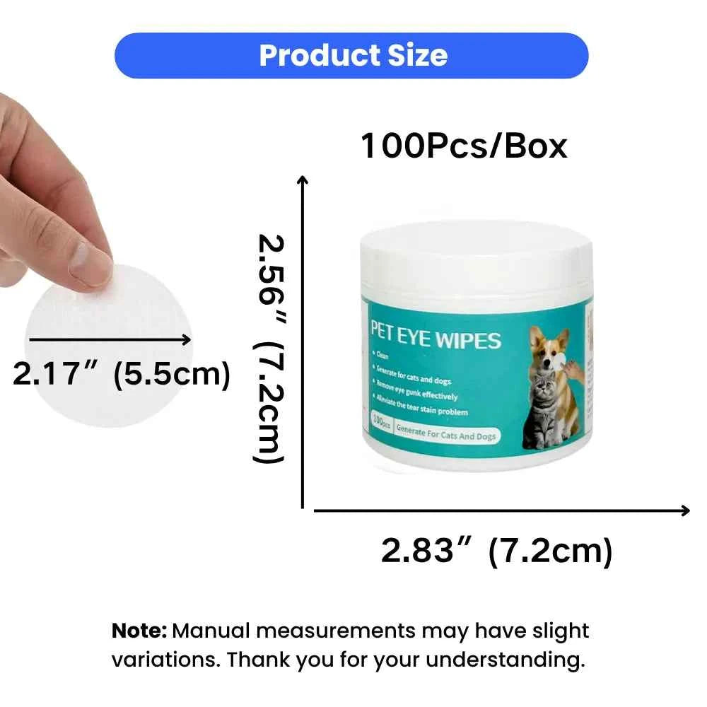Hypoallergenic Rinse-Free Pet Eye Wipes for Dogs and Cats