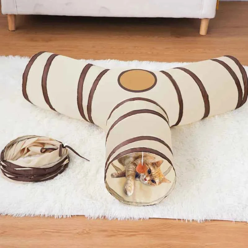 3 Way Portable Collapsible Cat Toy Tunnel Interactive Kitten
